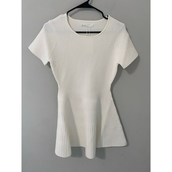 New Oak + Fort Ribbed Short Sleeve Mini Dress Black Size Medium - Picture 1 of 3